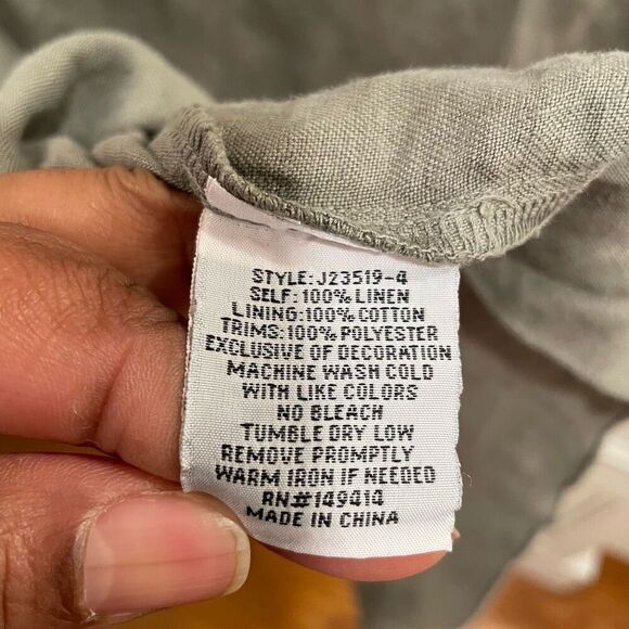 Johnny Was Womens Beatriz Linen Trapeze Tunic Dress XS Green Boho Cottagecore - Picture 3 of 8